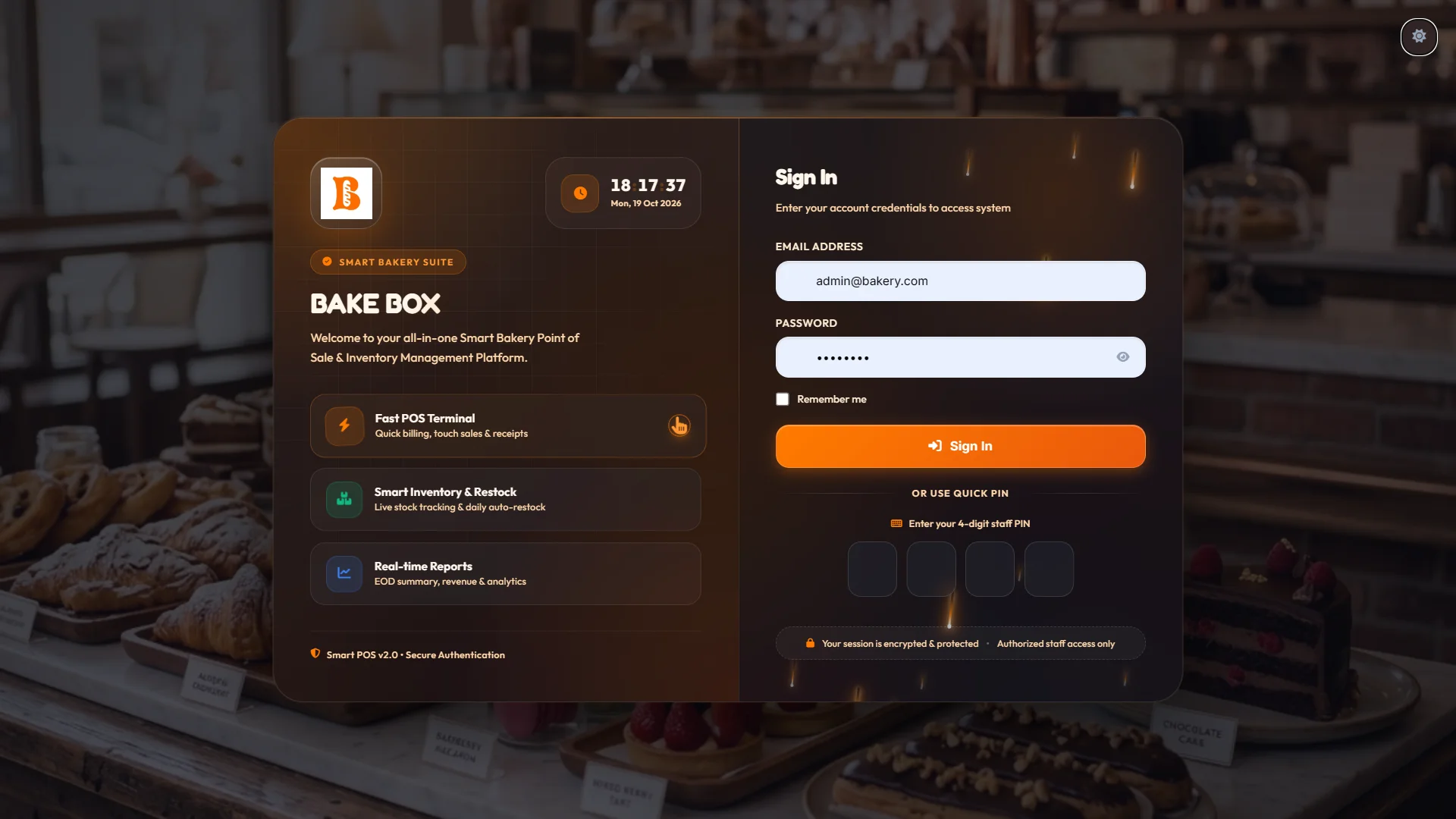 Branded, secure login screen
