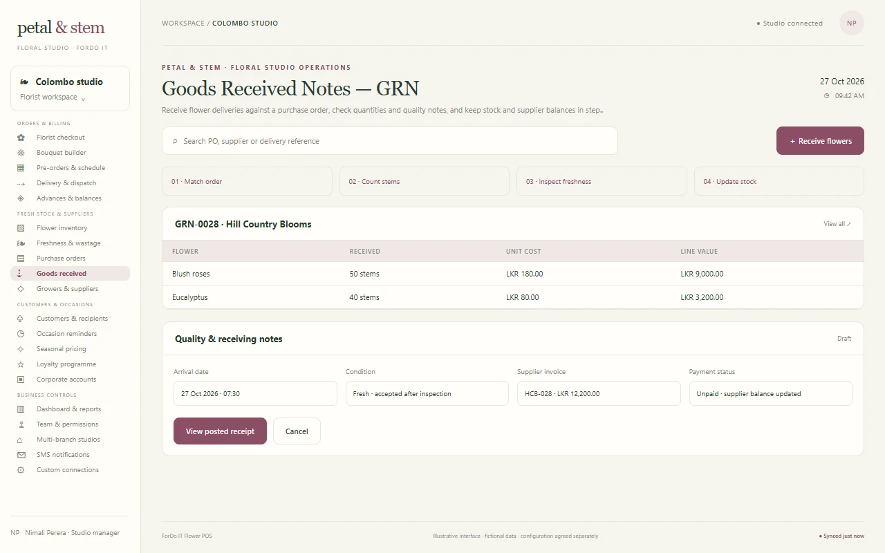 Goods Received Notes — GRN - Light mode — Goods Received Notes — GRN in light mode