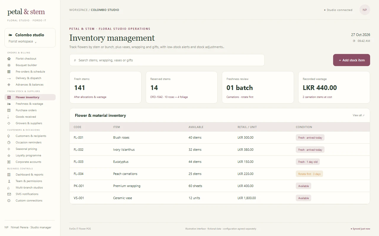 Inventory management - Light mode — Inventory management in light mode
