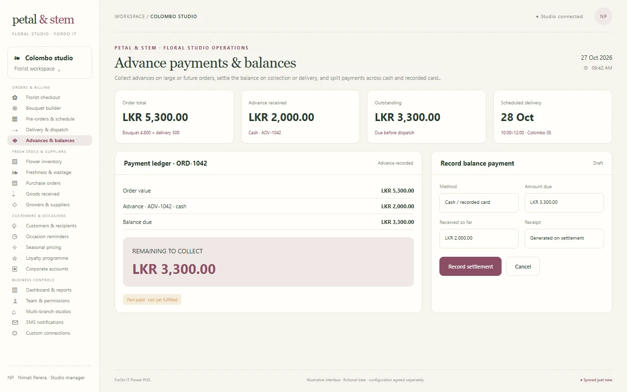 Advance payments & balances - Light mode — Advance payments & balances in light mode