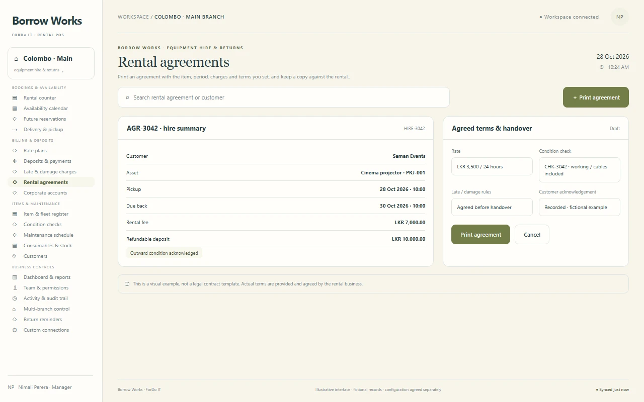 Rental agreements - Light mode — Rental agreements in light mode