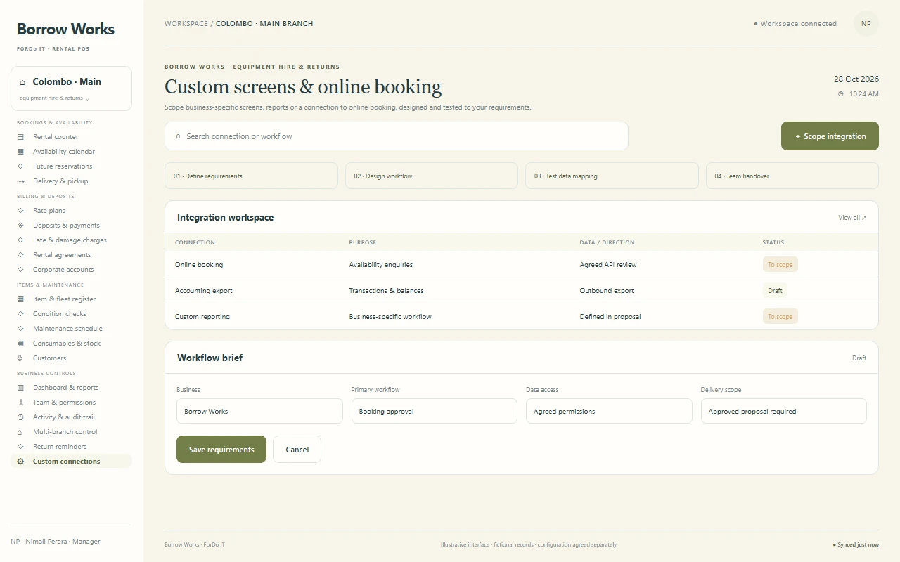 Custom screens & online booking - Light mode — Custom screens & online booking in light mode